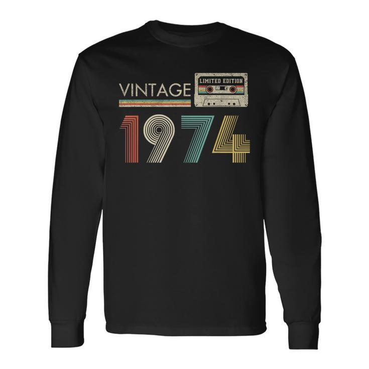 Vintage Cassette Limited Edition 1974 Birthday Long Sleeve T-Shirt