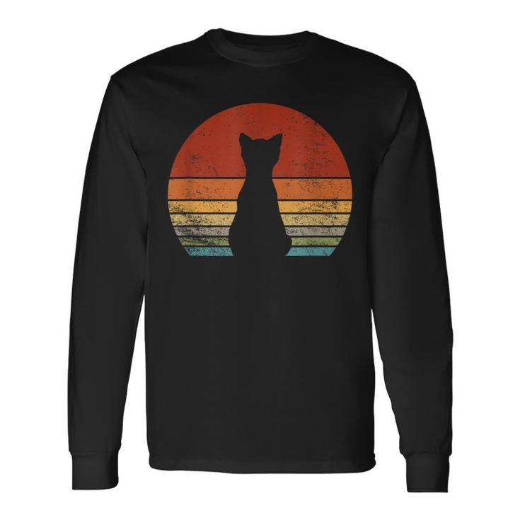 Vintage Cat Lover Retro Style Black Kitty Cats Long Sleeve T-Shirt