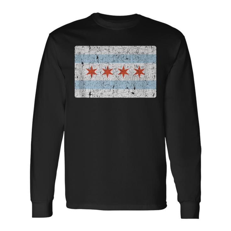 Vintage Chicago Flag Souvenir Long Sleeve T-Shirt