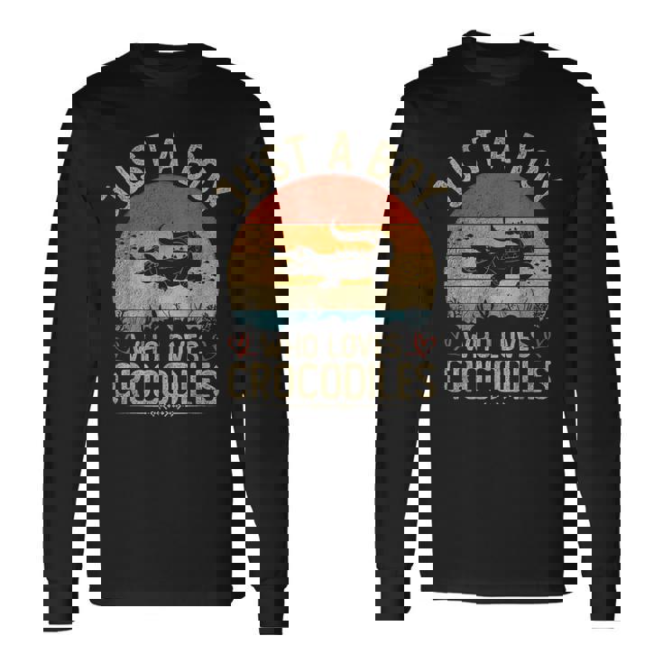 Vintage Crocodiles Just A Boy Who Loves Crocodiles Boys Long Sleeve T-Shirt Gifts ideas