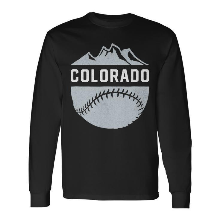 Vintage Denver Colorado Wilderness Skyline Baseball Long Sleeve T-Shirt