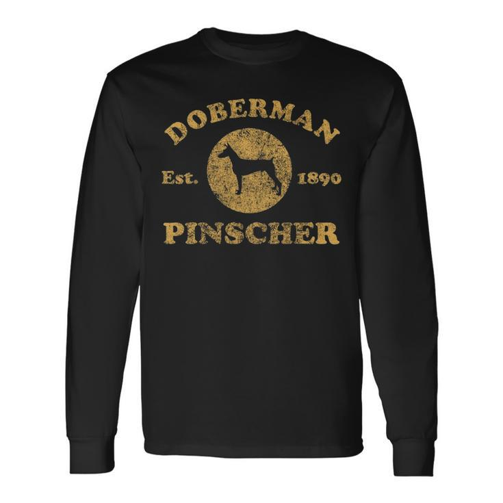 Vintage Doberman Pinscher Est 1890 Doberman Dog Long Sleeve T-Shirt