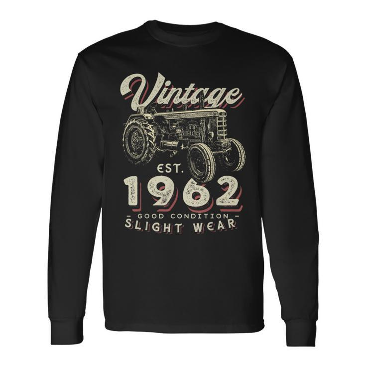 Vintage Farmer Tractor Established 1962 60Th Birthday Party Long Sleeve T-Shirt