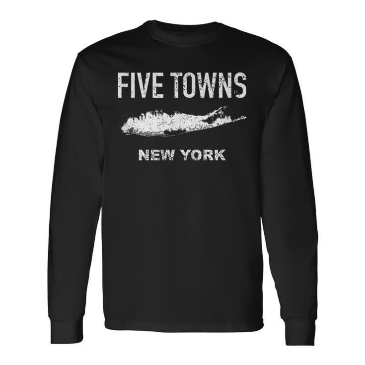 Vintage Five Towns Long Island New York Long Sleeve T-Shirt Gifts ideas