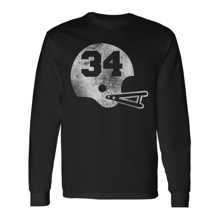 Vintage Football Jersey Number 34 Player Number Long Sleeve T-Shirt