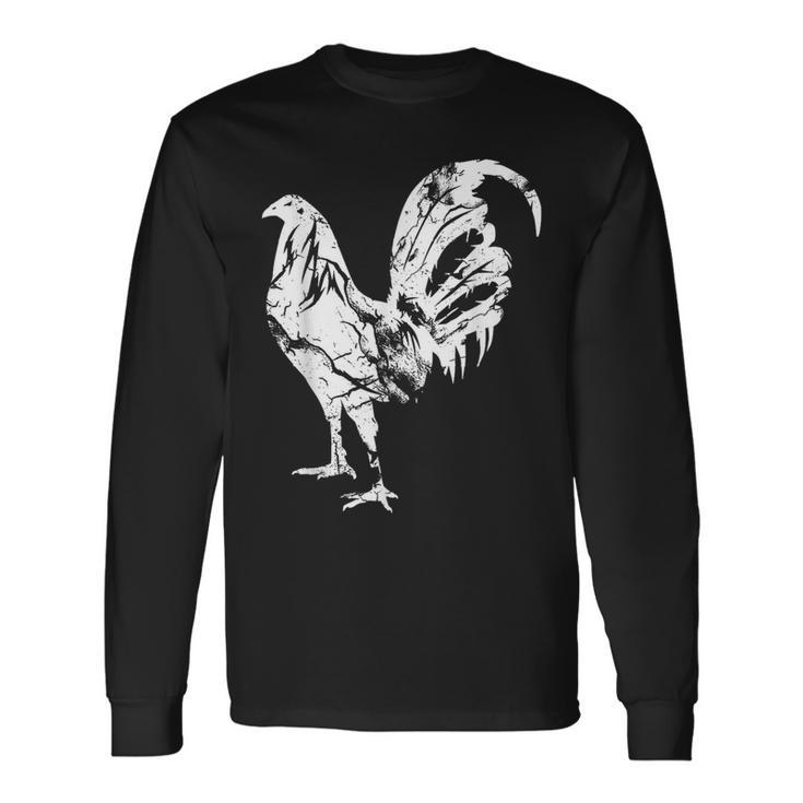 Vintage Game Fowl Rooster Gallero Distressed Long Sleeve T-Shirt