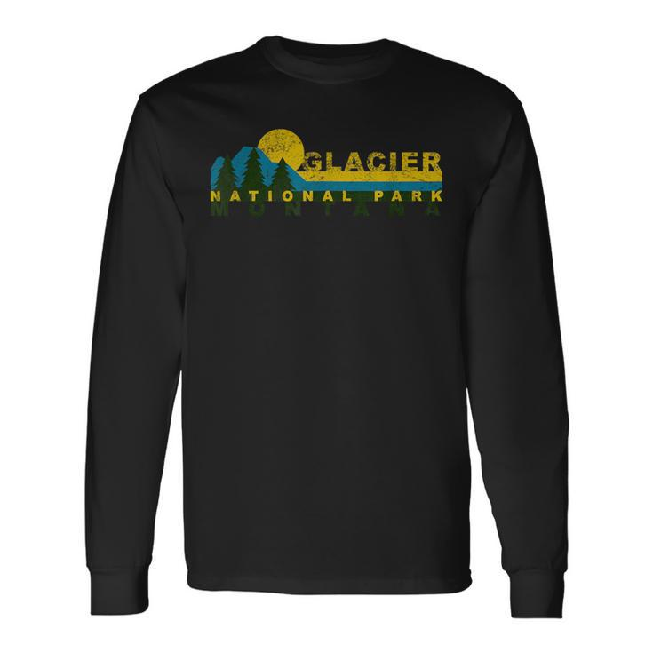 Vintage Glacier Bay National Park Mountain Sunset Treeline Long Sleeve T-Shirt