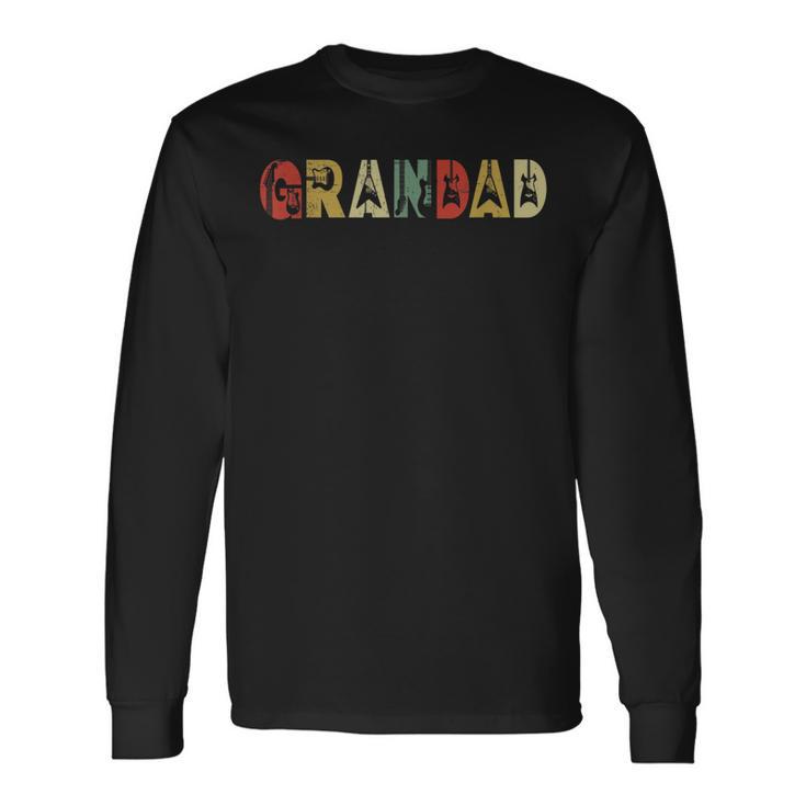 Vintage Guitar Music Grandad Guitarist Father's Day Long Sleeve T-Shirt