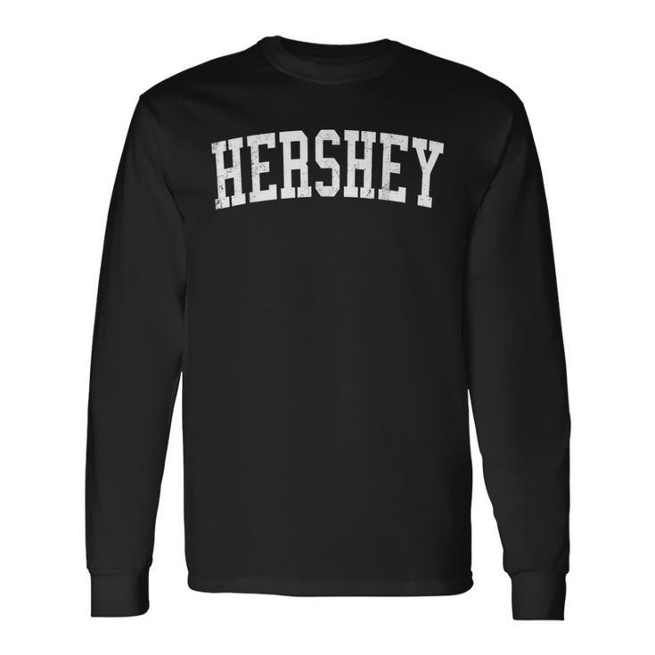 Vintage Hershey Pa Distressed White Varsity Style Long Sleeve T-Shirt