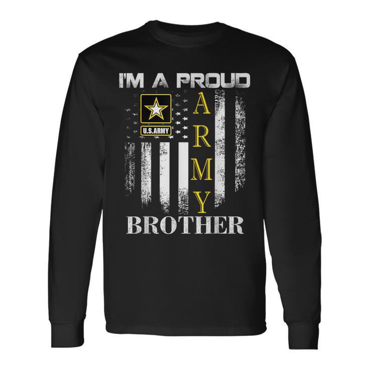 Vintage I'm A Proud Army Brother With American Flag Long Sleeve T-Shirt