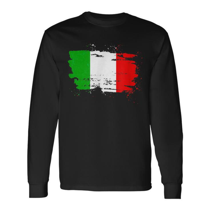 Vintage Italy 2021 Retro Italian Flag Football Soccer Fans Long Sleeve T-Shirt