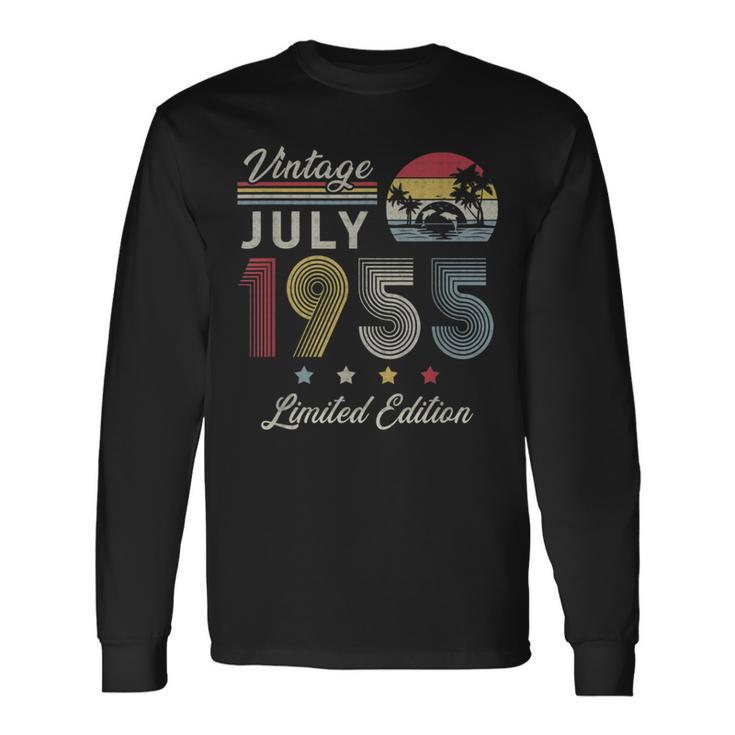 Vintage July 1955 66Th Birthday Retro 66 Years Old Long Sleeve T-Shirt