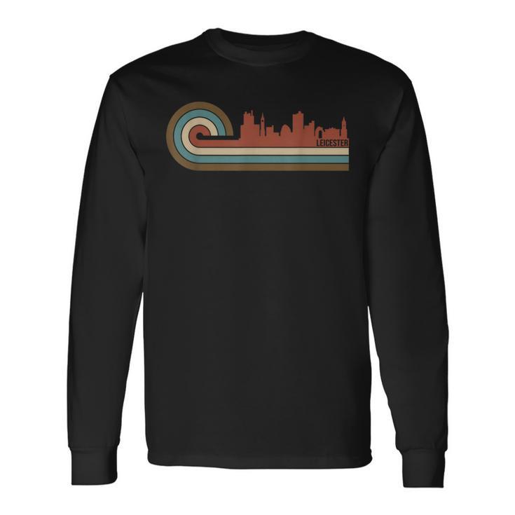 Vintage Leicester Sunset Cityscape Retro Skyline Long Sleeve T-Shirt