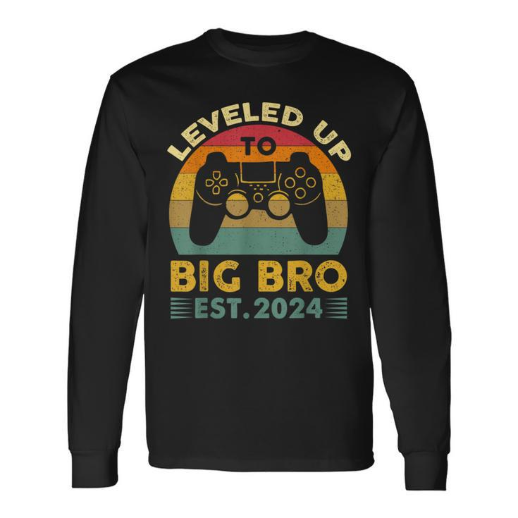 Vintage Leveling Up To Big Bro 2024 Promoted To Big Bro 2024 Long Sleeve T-Shirt