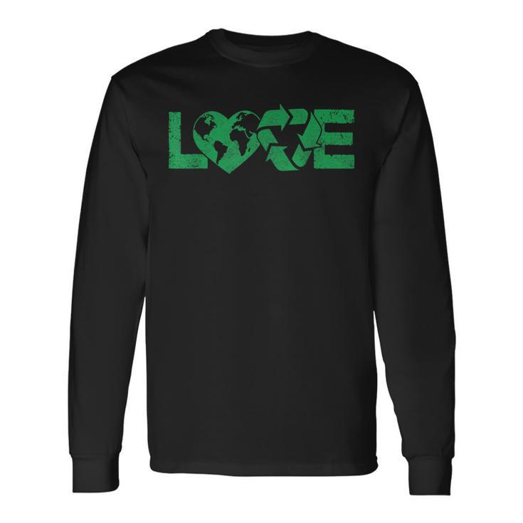 Vintage Love Earth Day April 22 2024 Recycle Save The Planet Long Sleeve T-Shirt