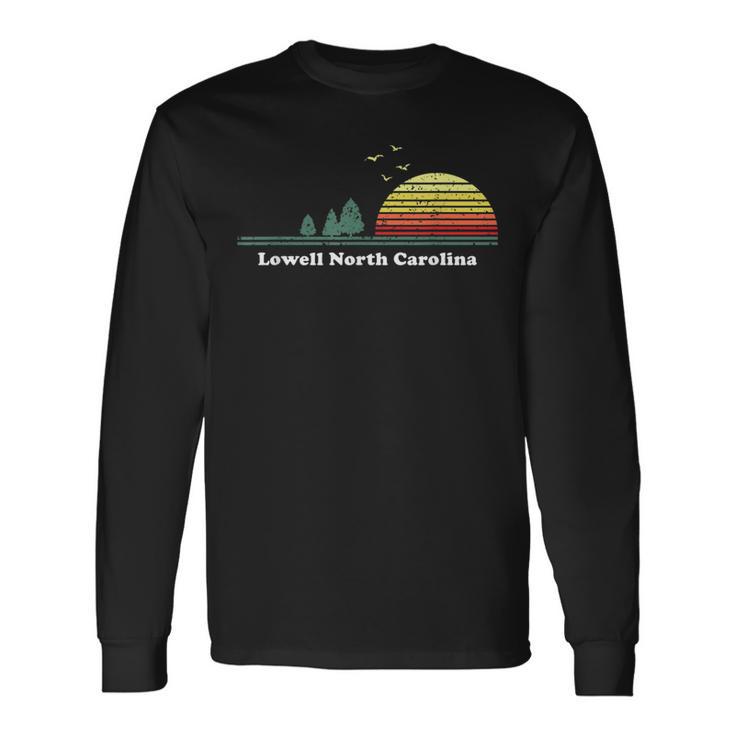 Vintage Lowell North Carolina Sunset Souvenir Print Long Sleeve T-Shirt