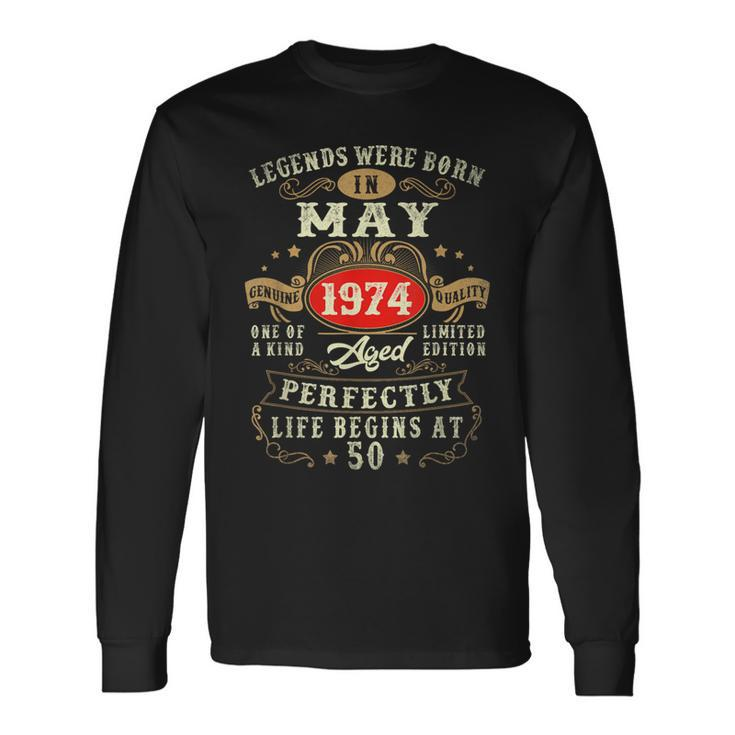 Vintage Made In May 1974 50Th Birthday 50 Year Old Long Sleeve T-Shirt