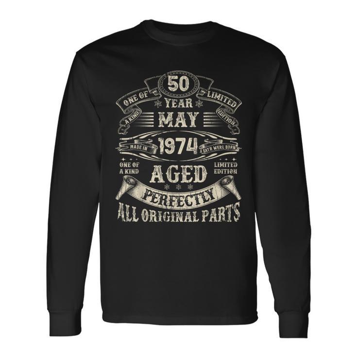 Vintage Mai 1974 50 Jahre Alt 50 Geburtstag Geschenke Für Männer Langarmshirts Geschenkideen