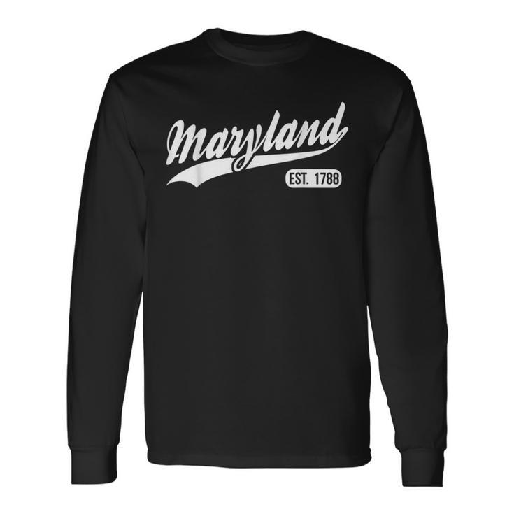 Vintage Maryland State Map Maryland Home Long Sleeve T-Shirt