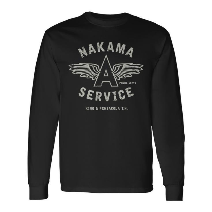 Vintage Megs Nakama Clay Gas Station Logo Long Sleeve T-Shirt