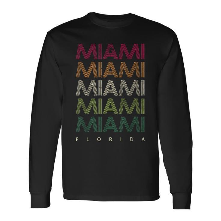 Vintage Miami Beach T I Love Miami Florida Miami Long Sleeve T-Shirt