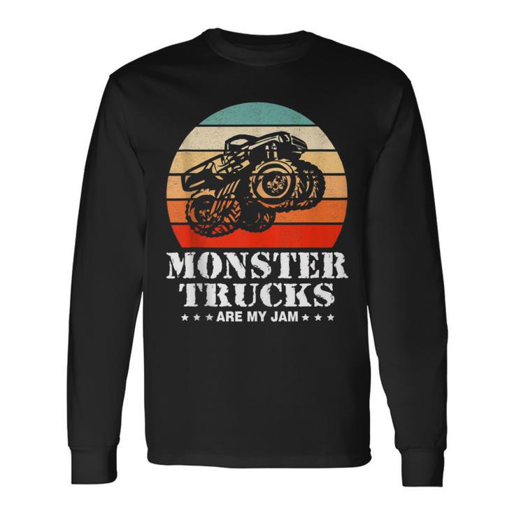 Vintage Monster Truck Are My Jam Retro Sunset Cool Engines Long Sleeve T-Shirt