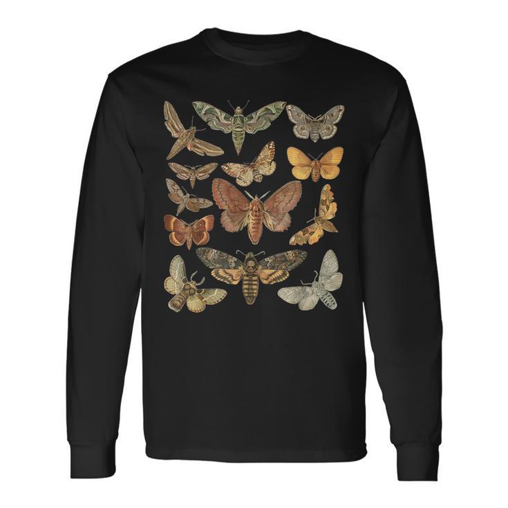 Vintage Moth Cottagecore Aesthetic Goblincore Dark Academia Long Sleeve T-Shirt Gifts ideas