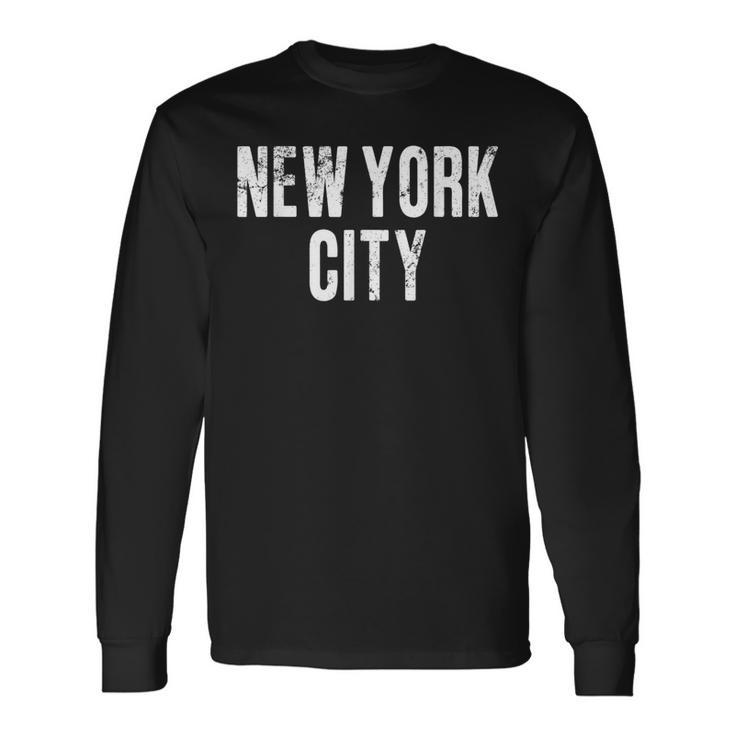 Vintage New York City Retro Distressed Text Nyc Long Sleeve T-Shirt Gifts ideas