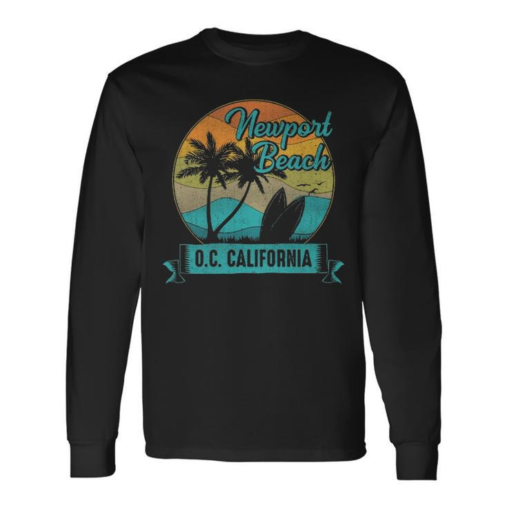 Vintage Newport Beach Orange County California Surfing Long Sleeve T-Shirt