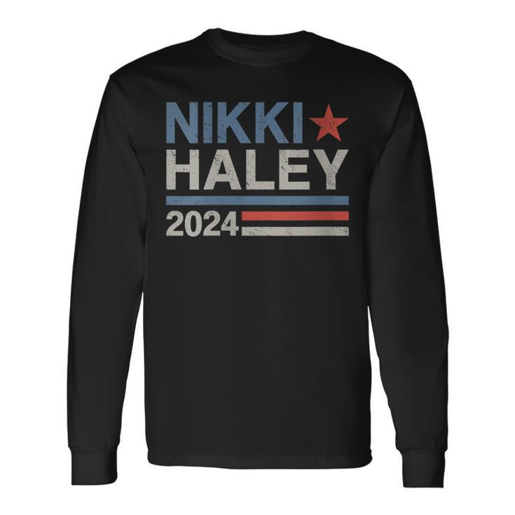 Vintage Nikki Haley 2024 For President Election Campaign Long Sleeve T-Shirt Gifts ideas
