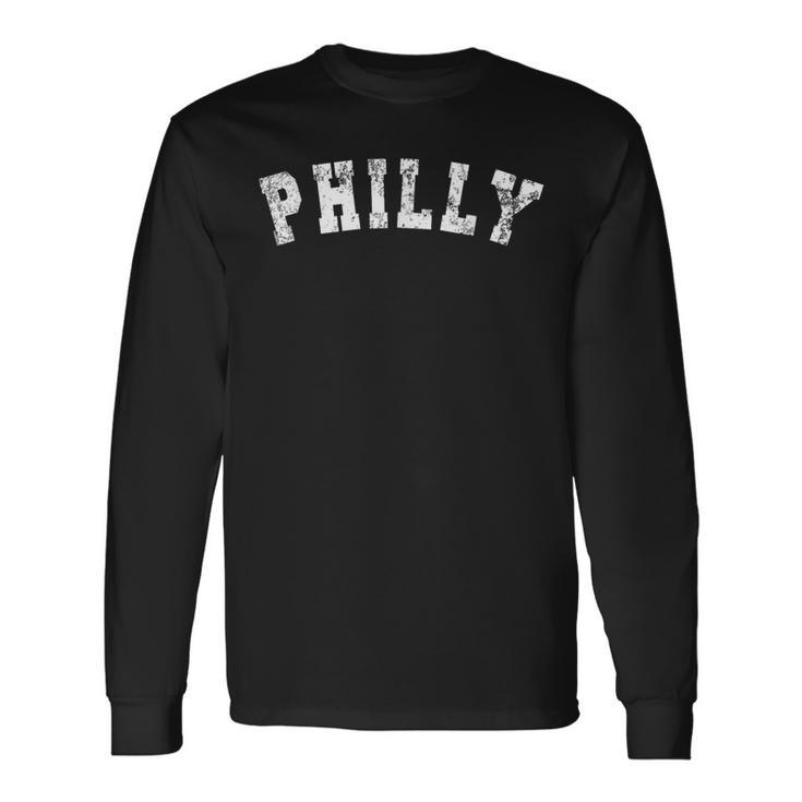 Vintage Philadelphia Distressed Philly Apparel Long Sleeve T-Shirt