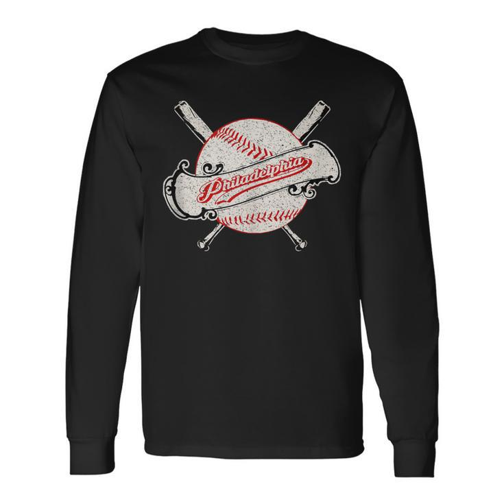 Vintage Philadelphia Lovers Distressed Graphic Long Sleeve T-Shirt Gifts ideas