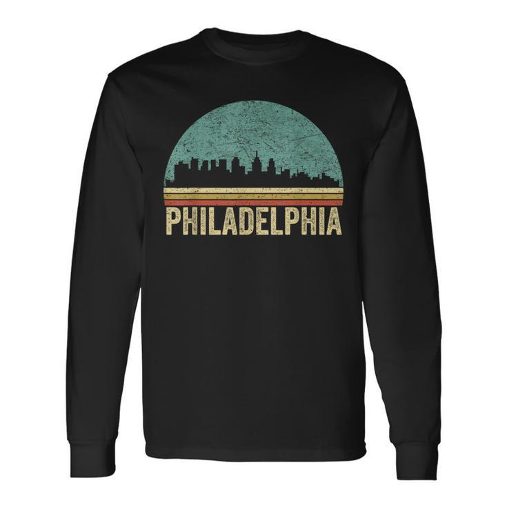 Vintage Philadelphia Skyline Retro Philly Cityline Long Sleeve T-Shirt