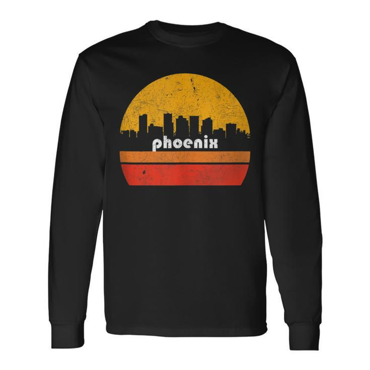 Vintage Phoenix Arizona City Skyline Retro Sunset Weathered Long Sleeve T-Shirt