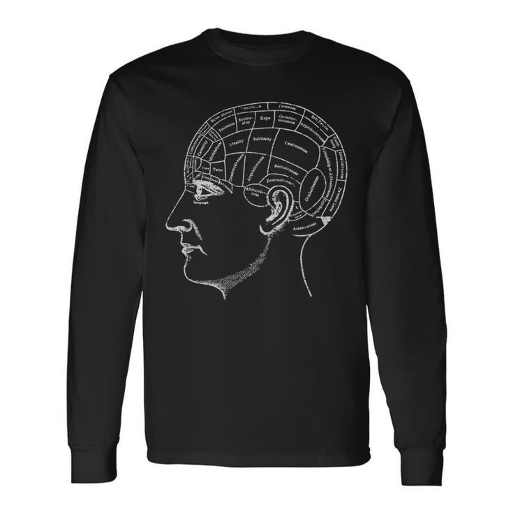 Vintage Phrenology Anatomy Psychology Brain Long Sleeve T-Shirt