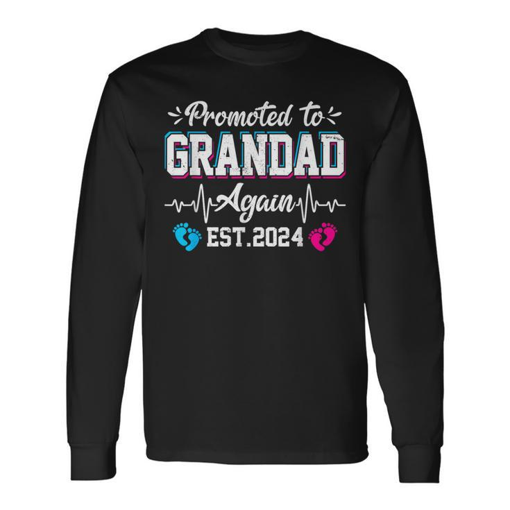 Vintage Promoted To Grandad 2024 Father's Day Long Sleeve T-Shirt