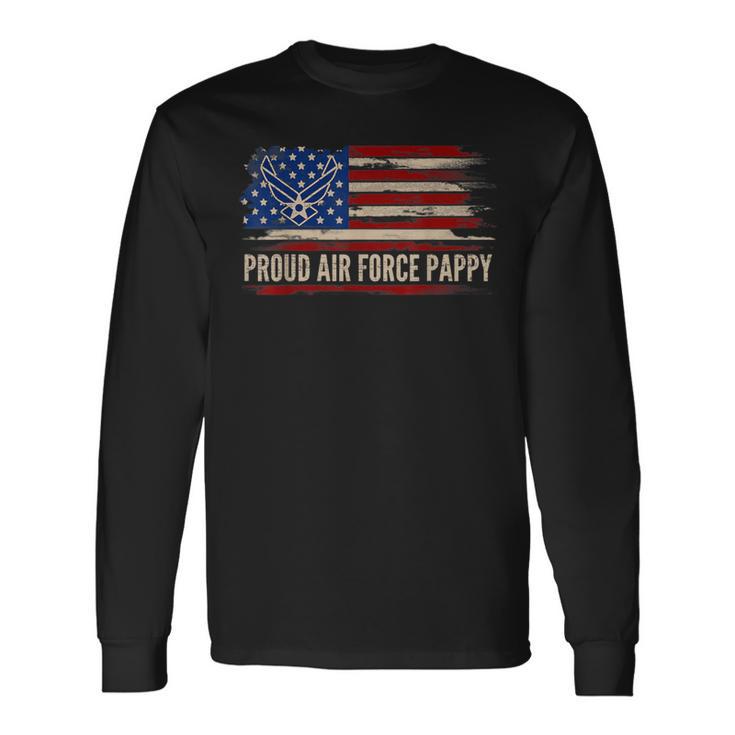 Vintage Proud Air Force Pappy American Flag Veteran Long Sleeve T-Shirt Gifts ideas