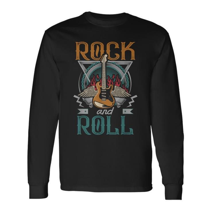 Vintage Retro 80S Rock & Roll Music Guitar Wings Long Sleeve T-Shirt
