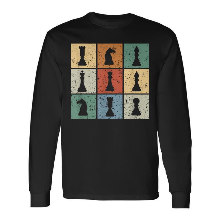 Vintage Retro Del Club De Ajedrez Para Los Amantes Camiseta de manga larga