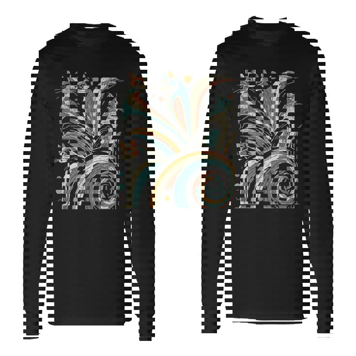 Vintage Retro Mid-Century Modern Look Cats 50S 60S Style Long Sleeve T-Shirt