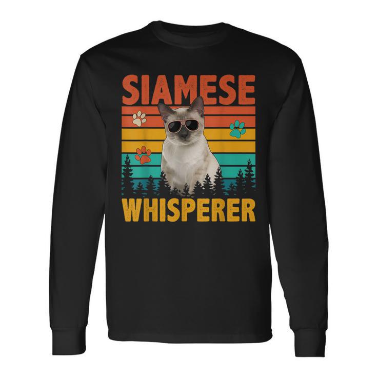 Vintage Retro Siamese Whisperer Cat Sunglasses Lover Long Sleeve T-Shirt Gifts ideas