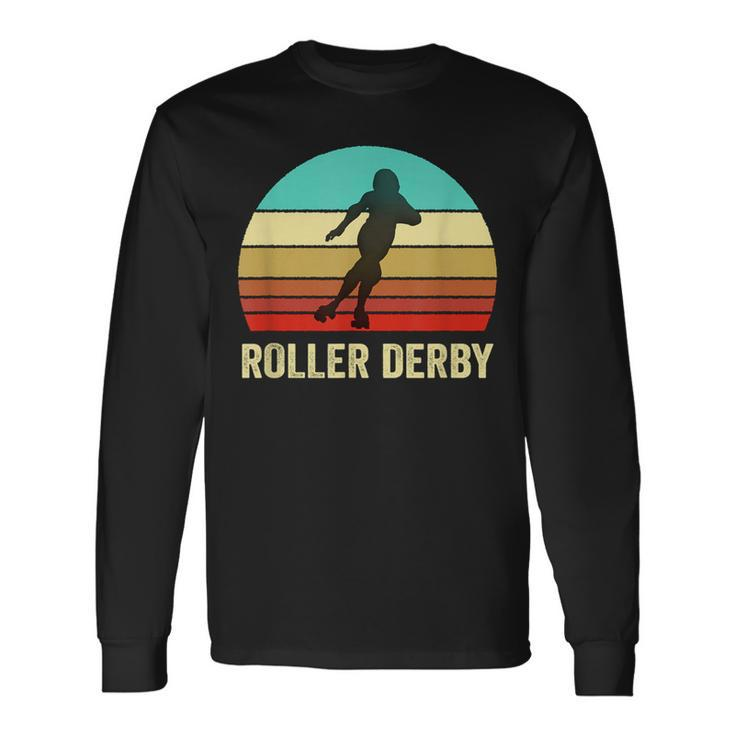 Vintage Retro Style Sunset Roller Derby Long Sleeve T-Shirt