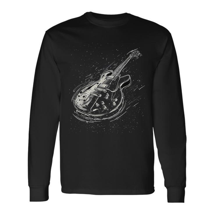 Vintage Rock Music Lover Distressed Guitar Rocker Spirit Long Sleeve T-Shirt