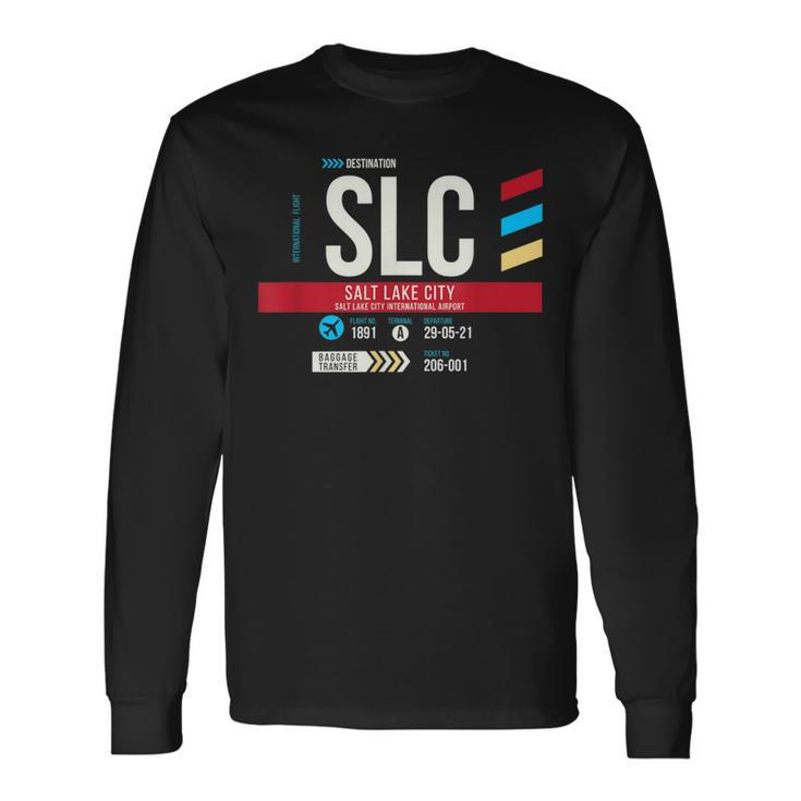 Vintage Salt Lake City Slc Airport Code Retro Air Travel Long Sleeve T-Shirt Gifts ideas