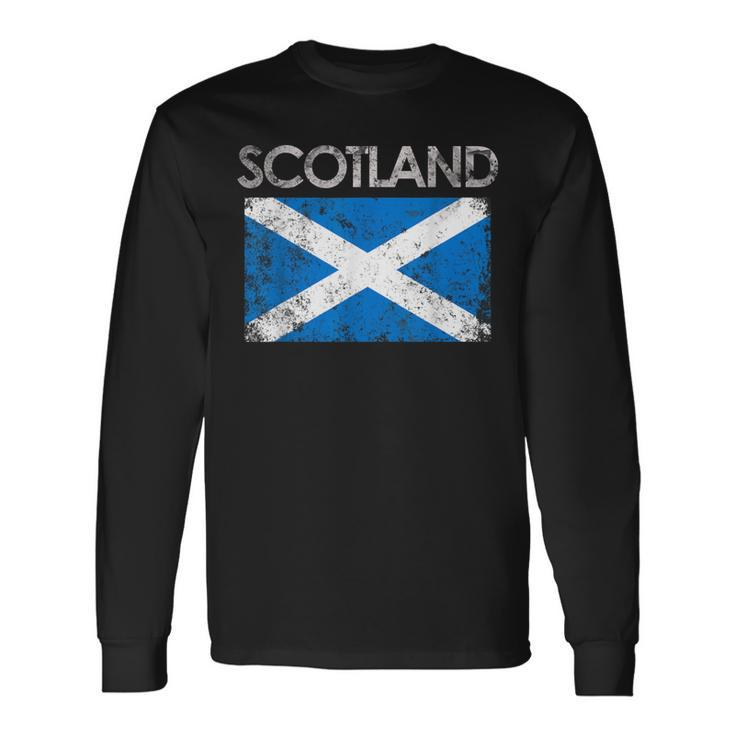 Vintage Scotland Uk Scottish Flag Pride Long Sleeve T-Shirt