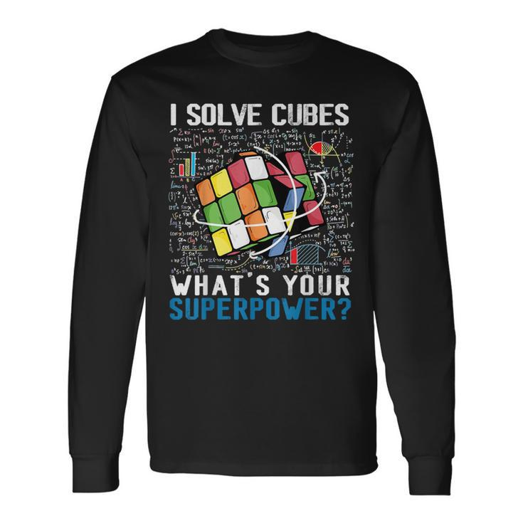 Vintage I Solve Cubes Superpower Speed Cubing Long Sleeve T-Shirt