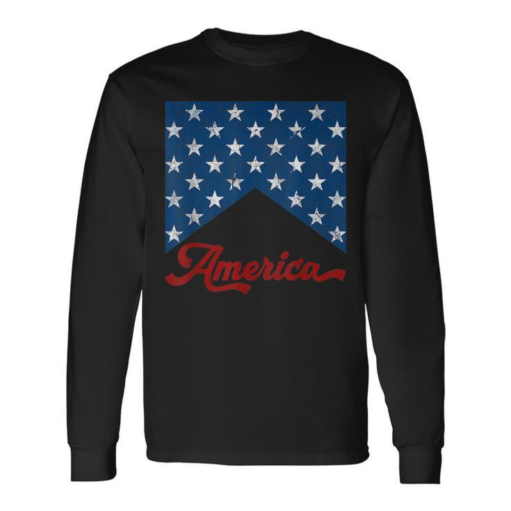 Vintage Style American Flag Independence Day 4Th Of July Long Sleeve T-Shirt