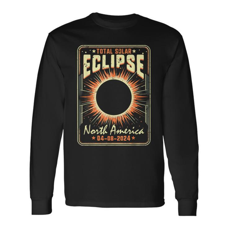 Vintage Style Solar Eclipse 04 08 24 America Totality Long Sleeve T-Shirt