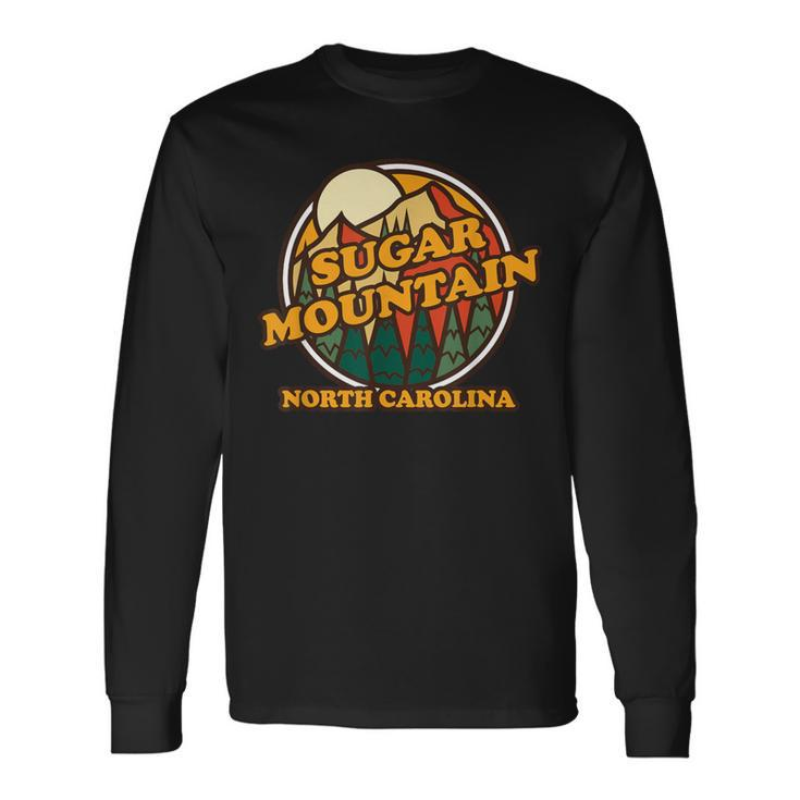 Vintage Sugar Mountain North Carolina Mountain Hiking Print Long Sleeve T-Shirt