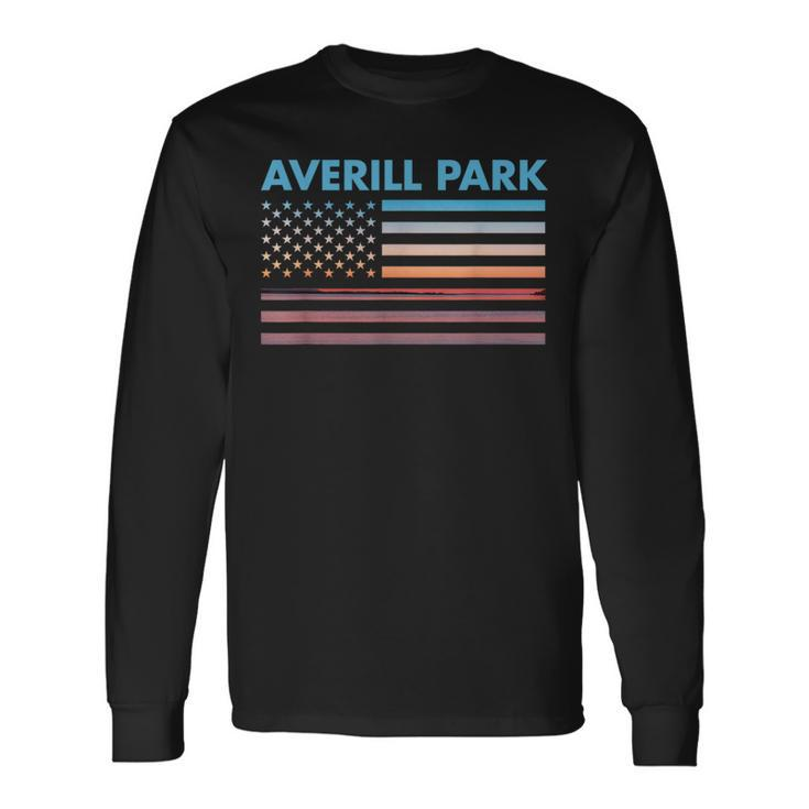 Vintage Sunset American Flag Averill Park New York Long Sleeve T-Shirt